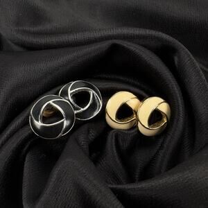 Set of 2 Vintage Tafari Signed Stud Earrings Cream/Gold Black/Silver Women's